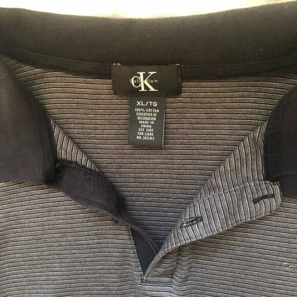 NWOT Calvin Klein Mens XLG Golf Shirt Black with Grey Stripes - Picture 3 of 9